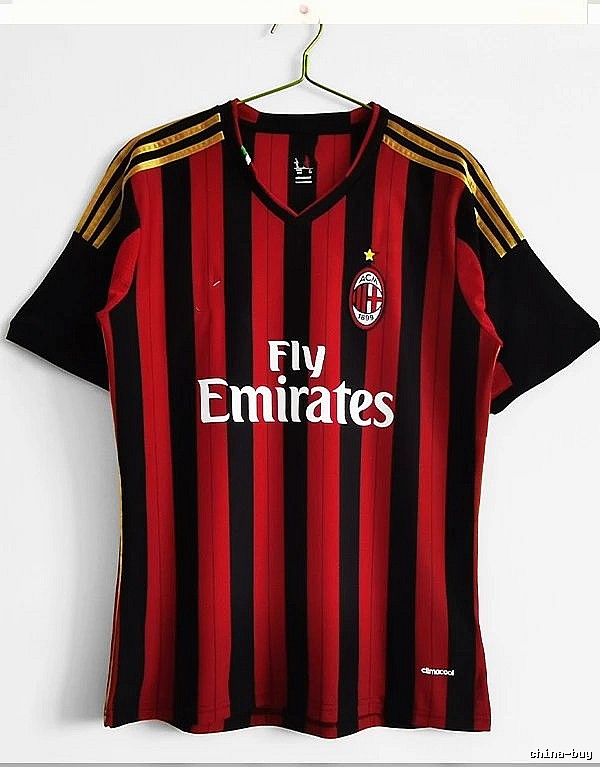 AC Milan Casual Retro soccer jersey Red Black Striped for Comfortable Styling
