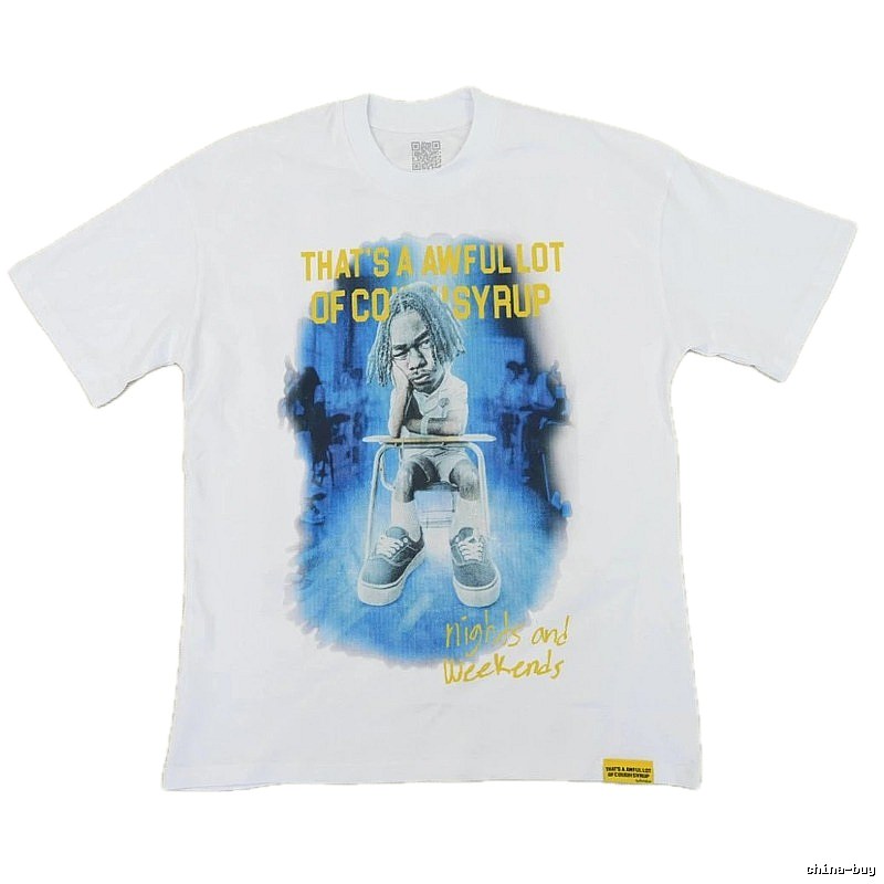 AwfulLot Portrait Print Hip-hop Style White T-shirt