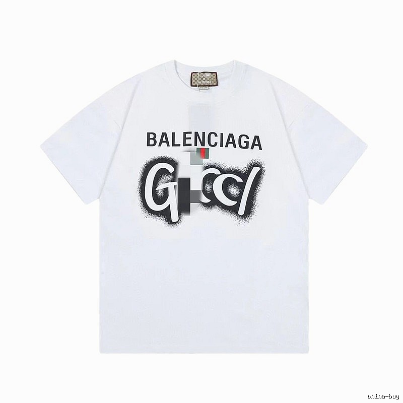 Balenciaga Co-branded Graffiti-style White Short-sleeve T-shirt