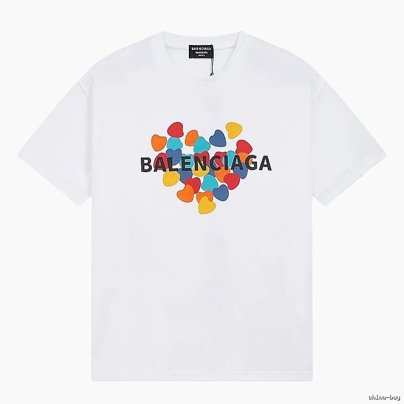 Balenciaga Heart Print Streetwear Brand White T-Shirt