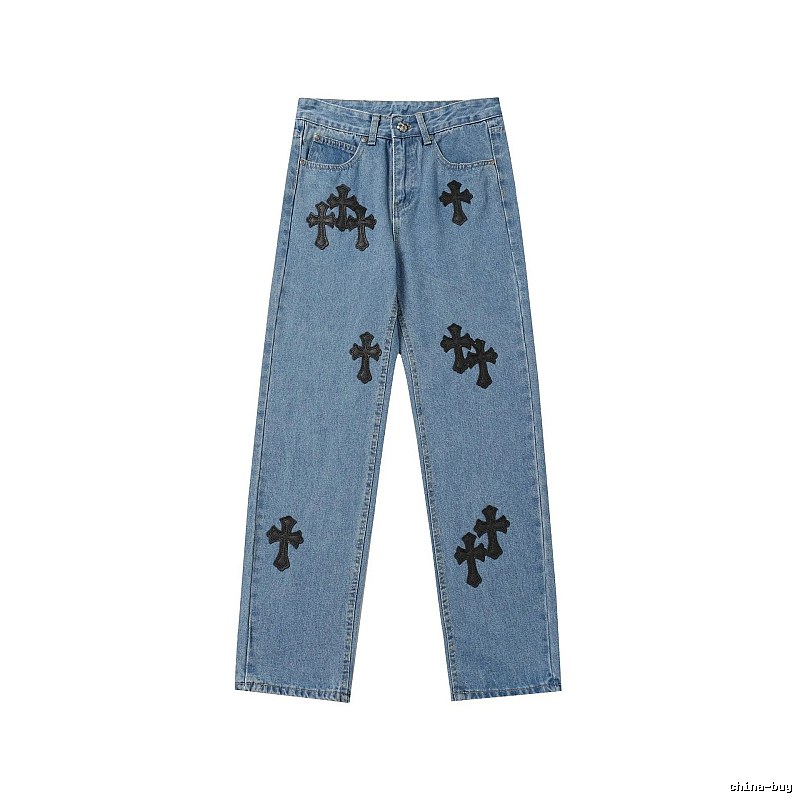 Chrome Hearts Easy Match Graphic jeans Light Denim Jeans for Leisure Wear