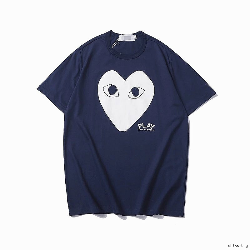 Comme des Garcons PLAY 2023-29 Blue Style 2329 Heart Logo T-Shirt Outdoor Days