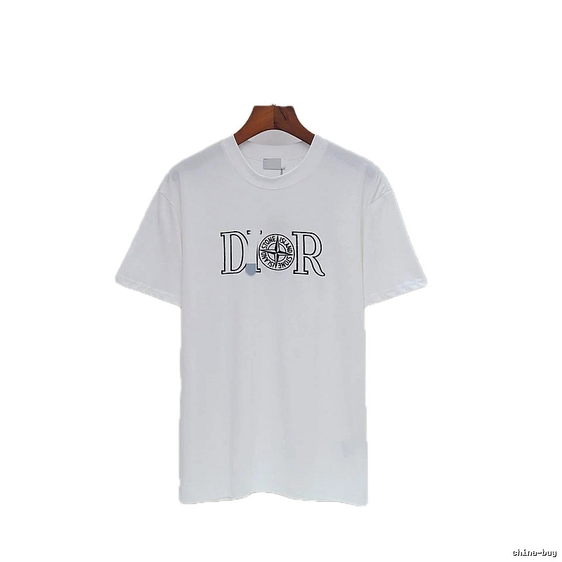 Dior x Stone Island Co-branded Casual Style White T-Shirt