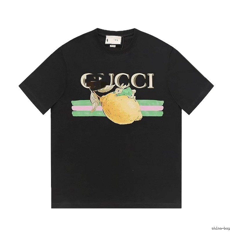 Gucci Lemon Print Casual Style Black T-shirt