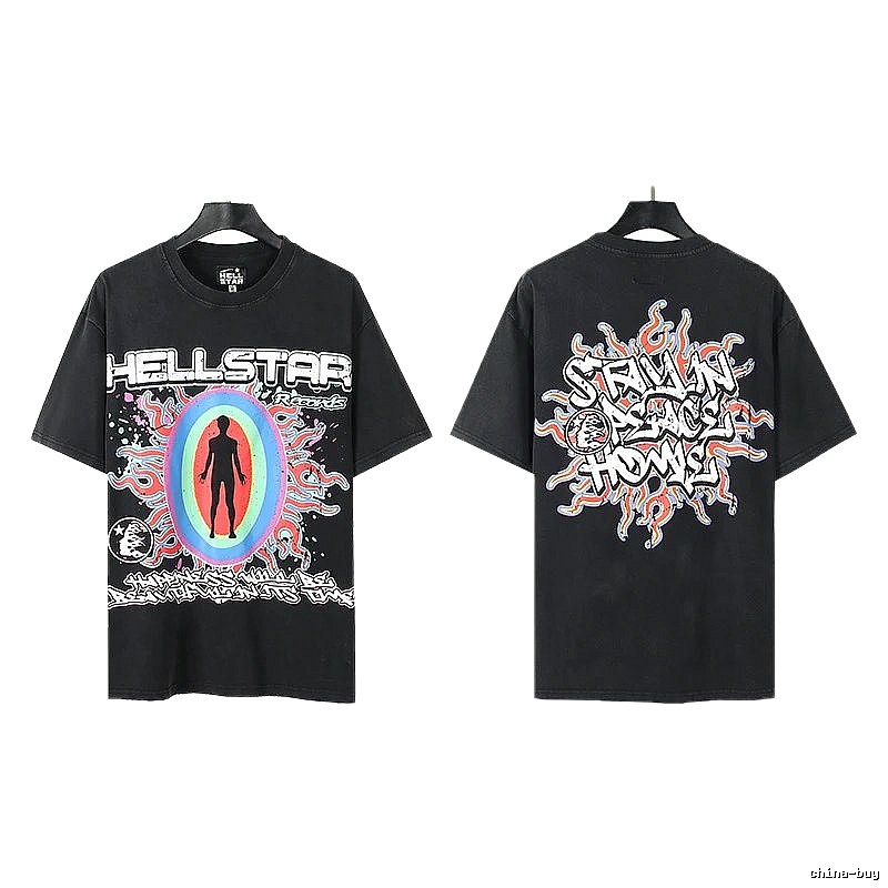 Hellstar Human Figure Print Street Style Black T-Shirt