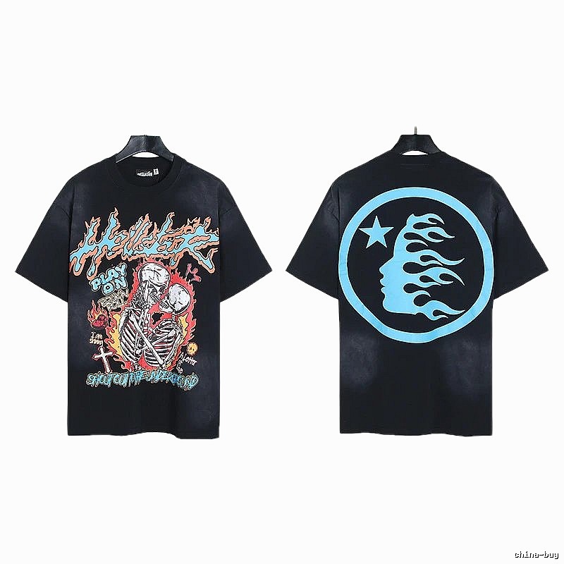 Hellstar Skull Print Street Style Black T-Shirt