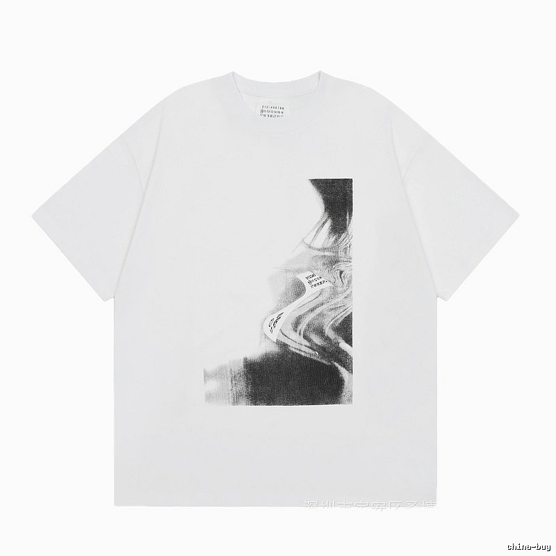 Maison Margiela Abstract Ink-wash Style White Short-sleeve T-shirt