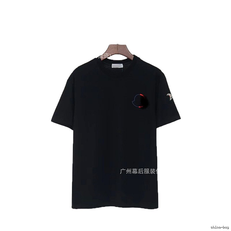 Moncler Embroidered Casual Black Short-sleeve T-shirt