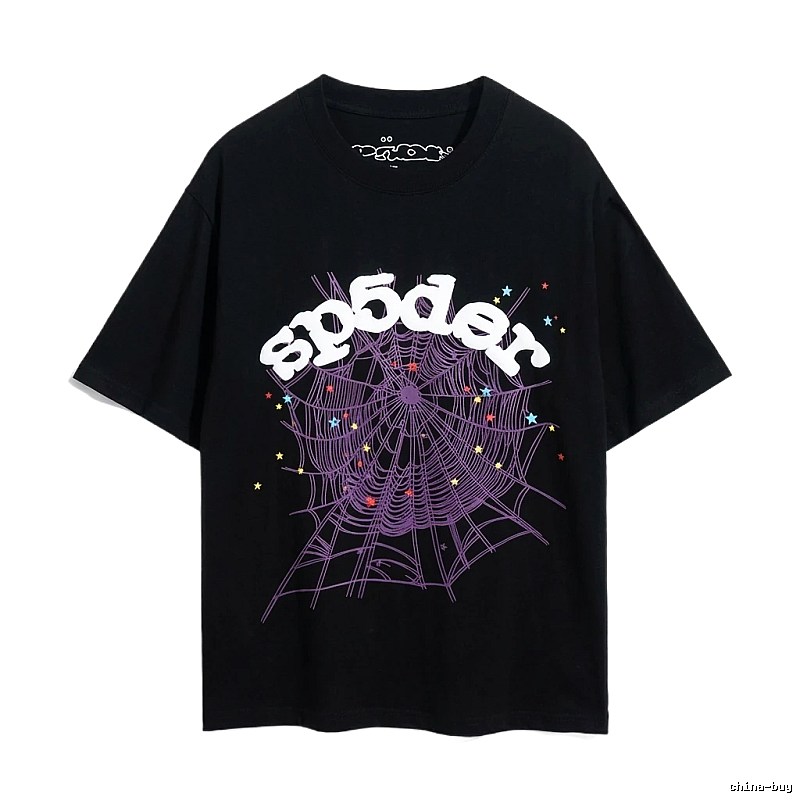 Sp5der Spider Web Print Black Trendy T-shirt