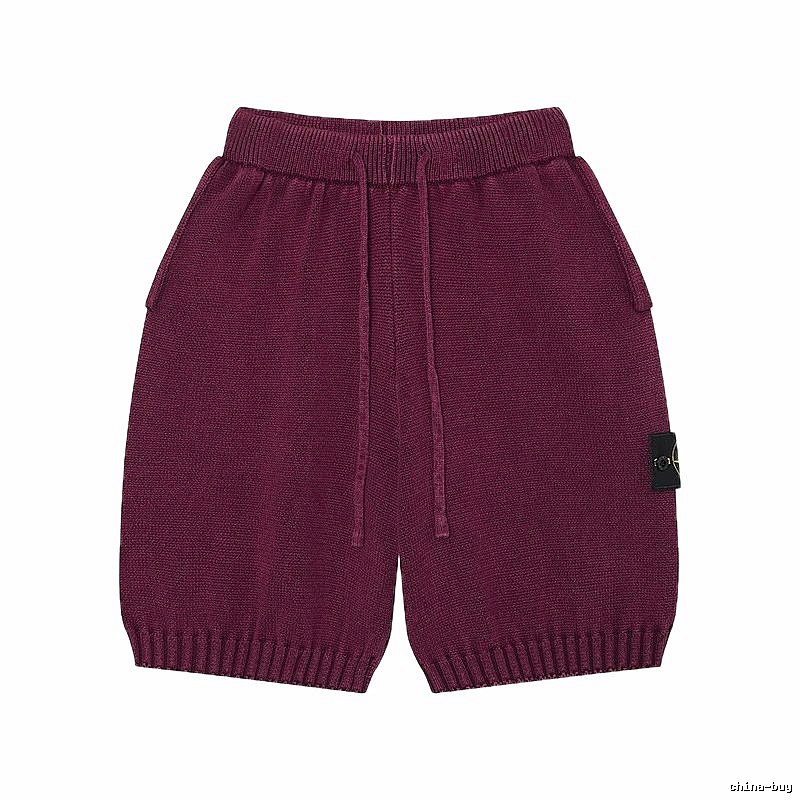 Stone Island Knit Casual Style Burgundy Shorts