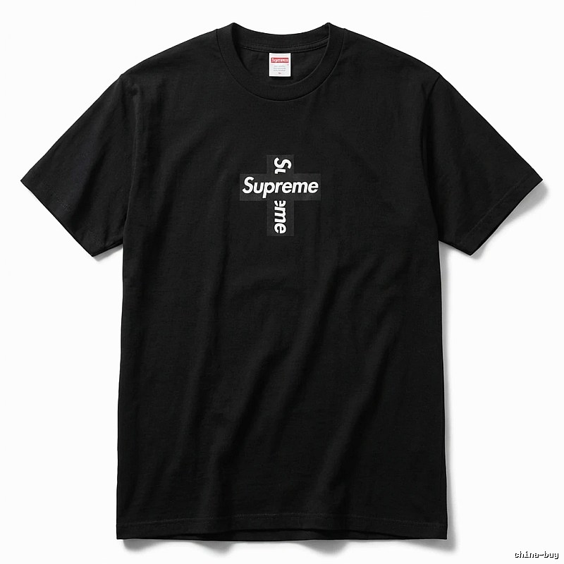 Supreme Cross Trendy brand Black T-shirt