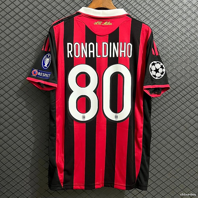 AC Milan Relaxed Retro soccer jersey Red Black Striped with Versatile Design
