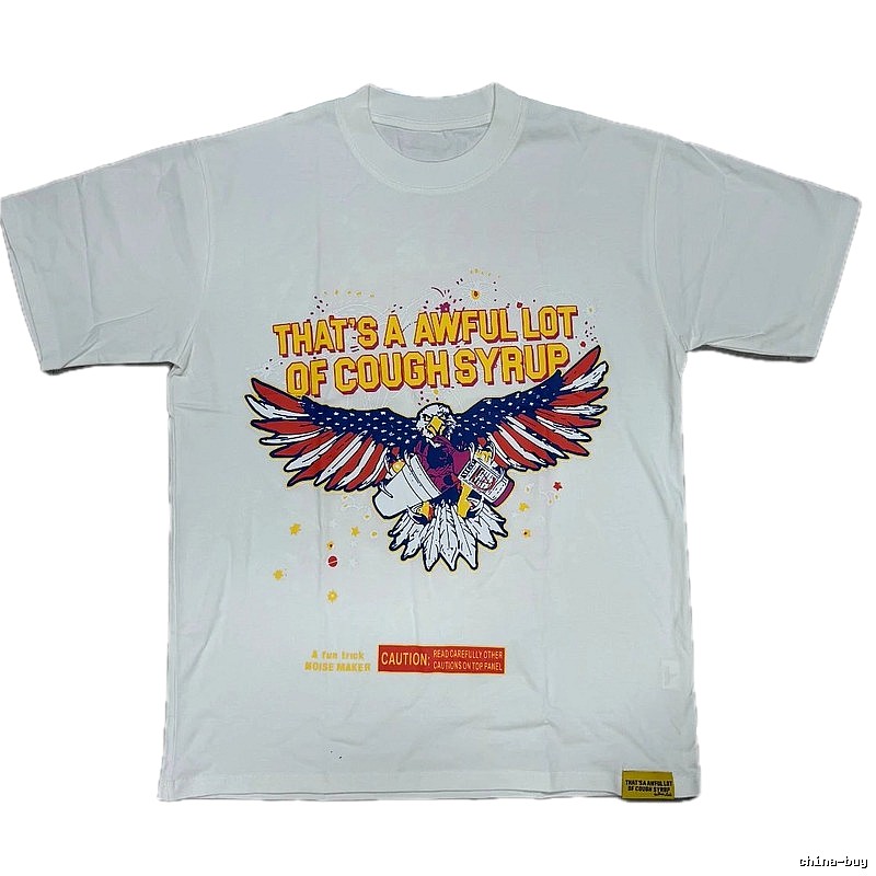 ALOCS Flying Eagle Print American Vintage White T-shirt