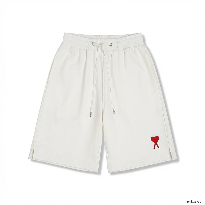 AMI Embroidered Minimalist Style White Shorts