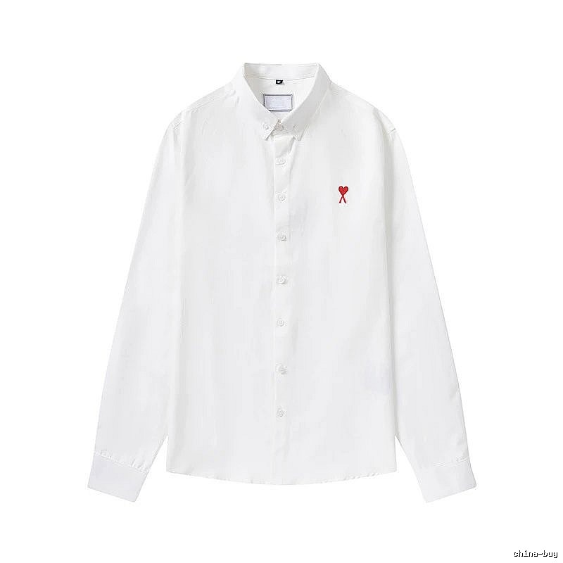 AMI Embroidered White Shirt with Love Design
