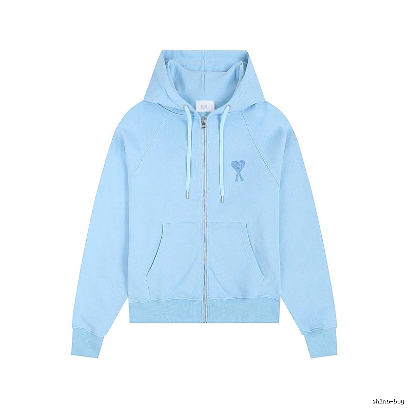 AMI Love Embroidery Light Blue Hoodie
