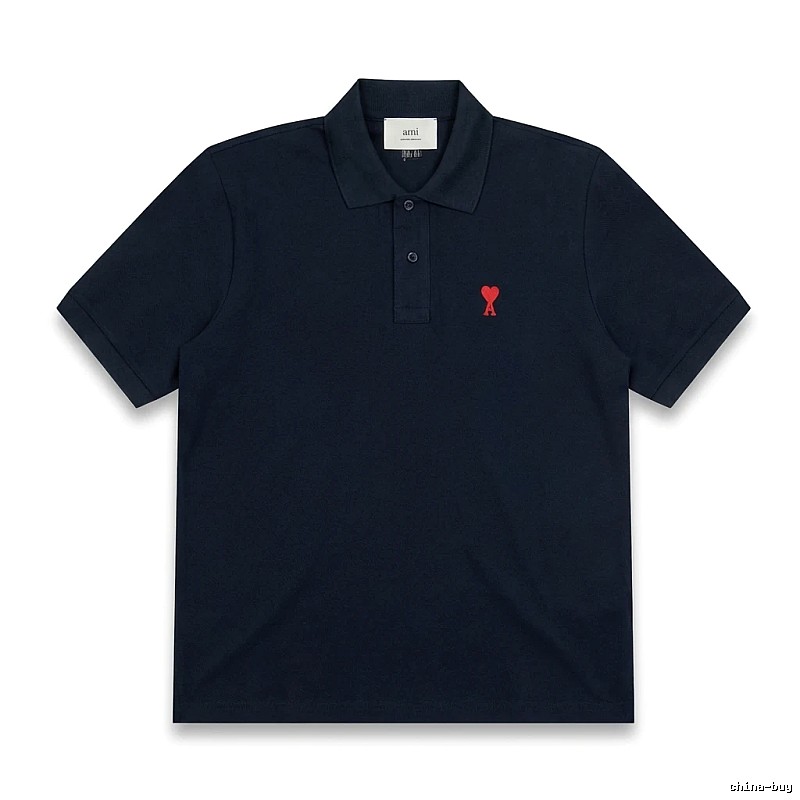 AMI Love Heart Logo Minimalist Style Polo Shirt