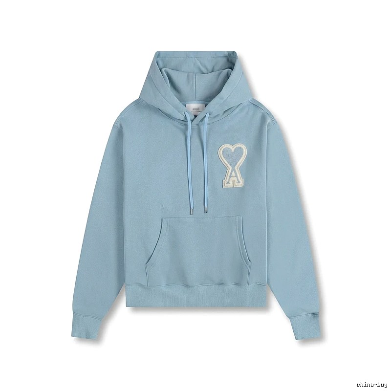 AMI Love Heart Pattern Light Blue Hoodie