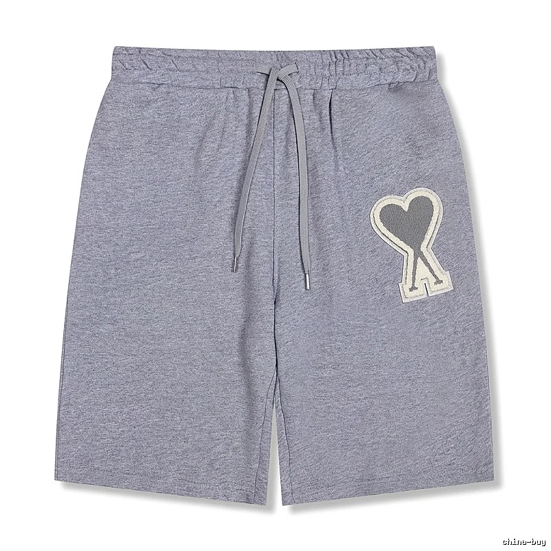AMI Love Heart Pattern Light Gray Shorts
