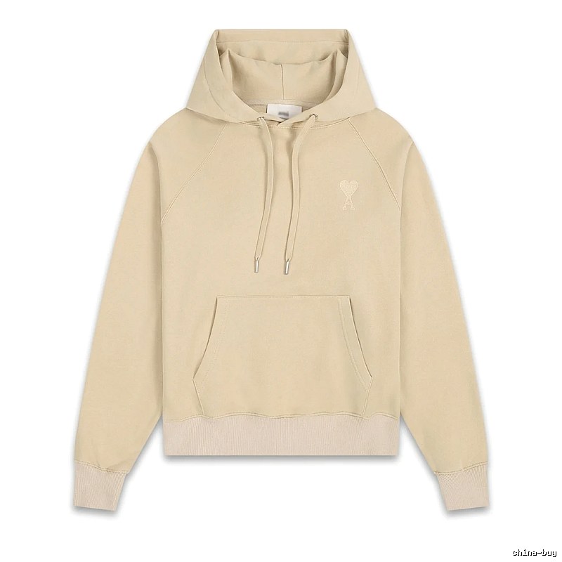 AMI Love Minimalist Style Beige Hoodie