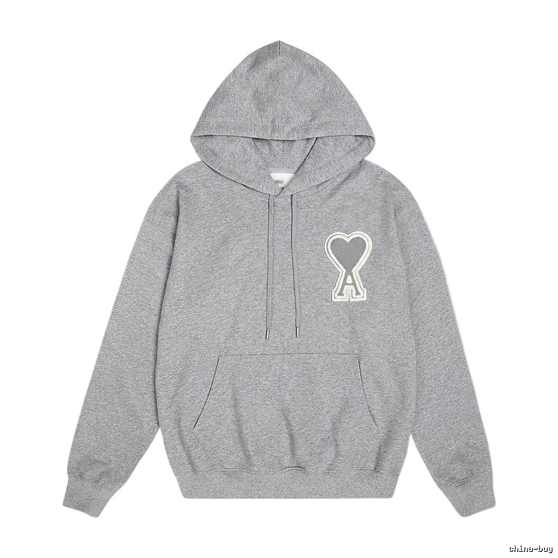 AMI Love Minimalist Style Grey Hoodie
