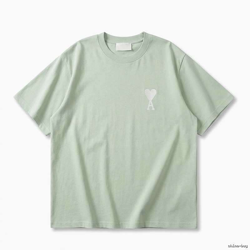 AMI Love Series Simple Style Light Green T-shirt