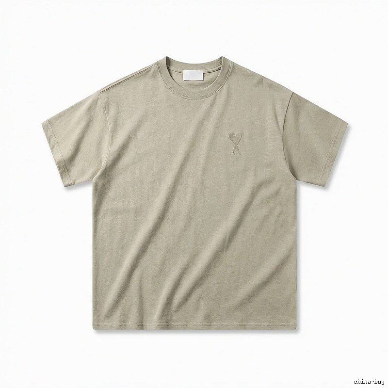 AMI minimalist style khaki T-shirt