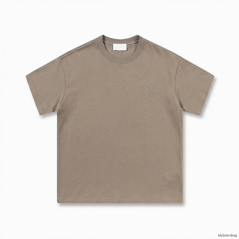 AMI minimalist style khaki T-shirt