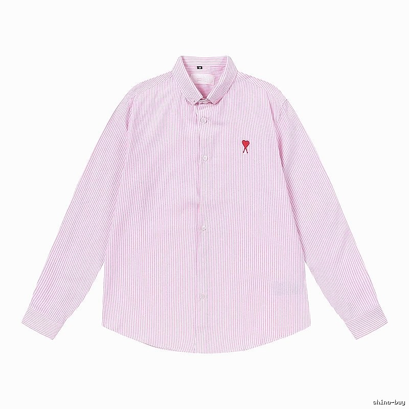 AMI Stripe Minimalist Style Pink Shirt