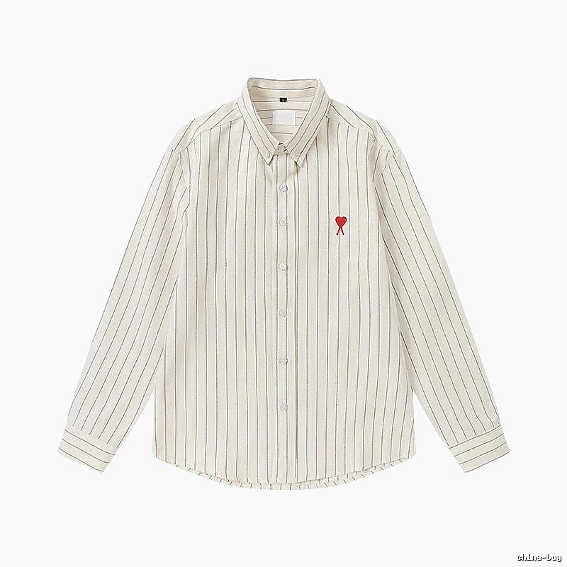 AMI Stripe Minimalist Style White Shirt