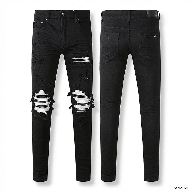 AMI trendy brand black jeans with holes