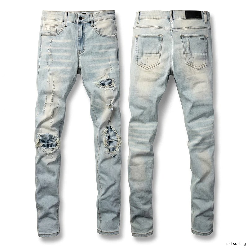 AMI Trendy Light Blue Jeans with Holes