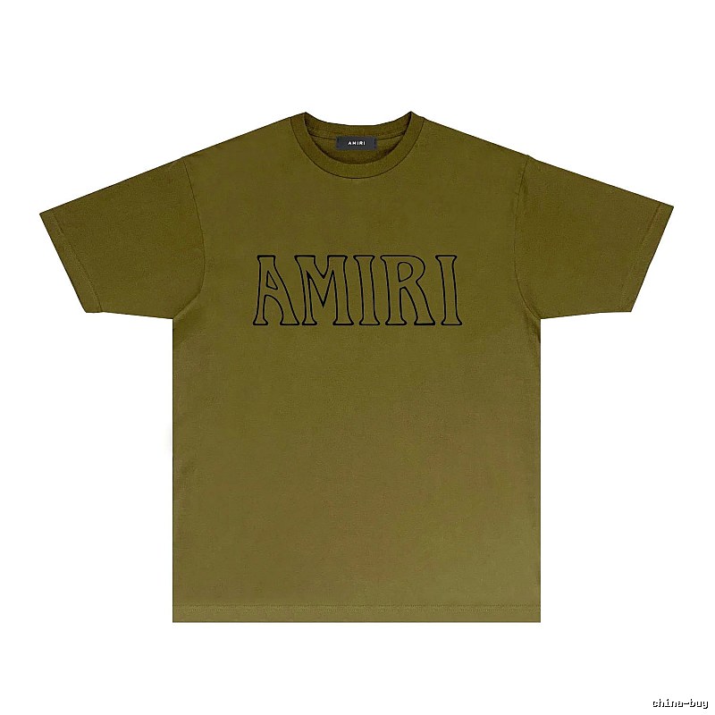 AMIRI Basic Style Minimalist Olive Green T-shirt