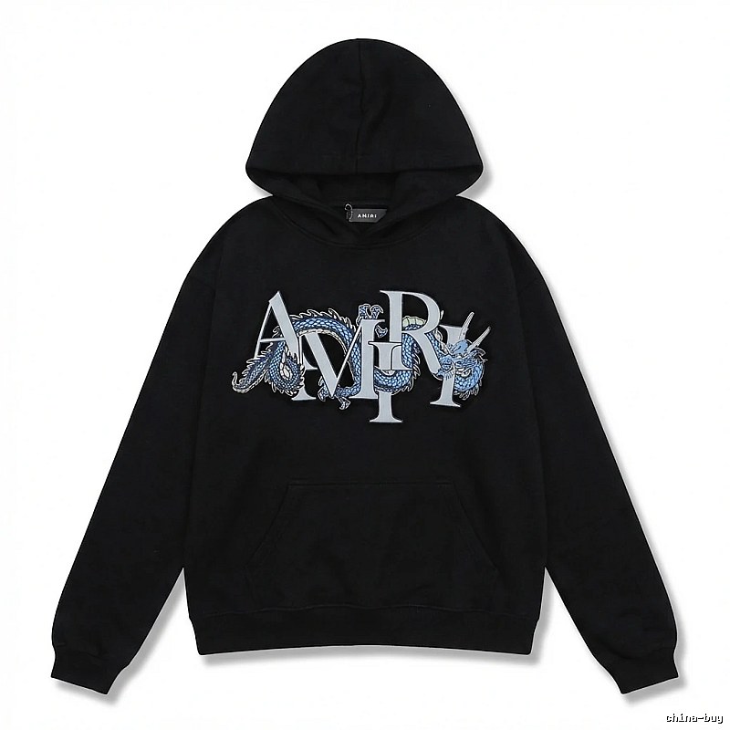 AMIRI Dragon-Patterned Trendy and Cool Black Sweatshirt