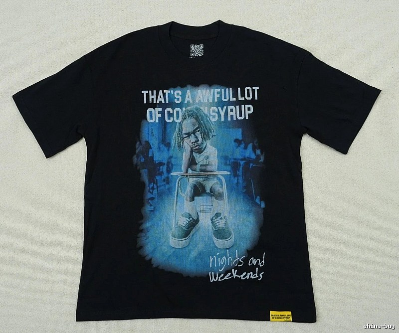 AwfulLot Portrait Print Street Style Black Short-sleeve T-shirt