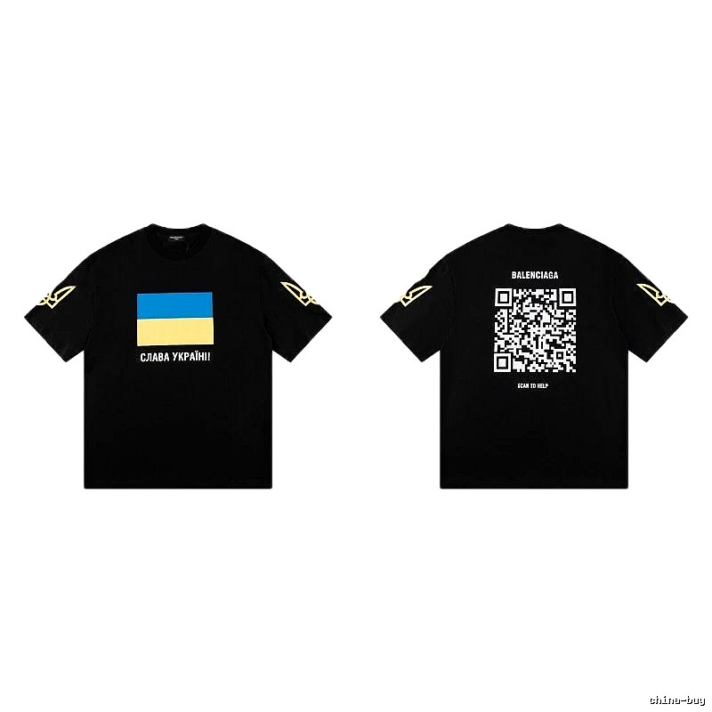 Balenciaga Charity Print Trendy Style Black Short-sleeve T-Shirt