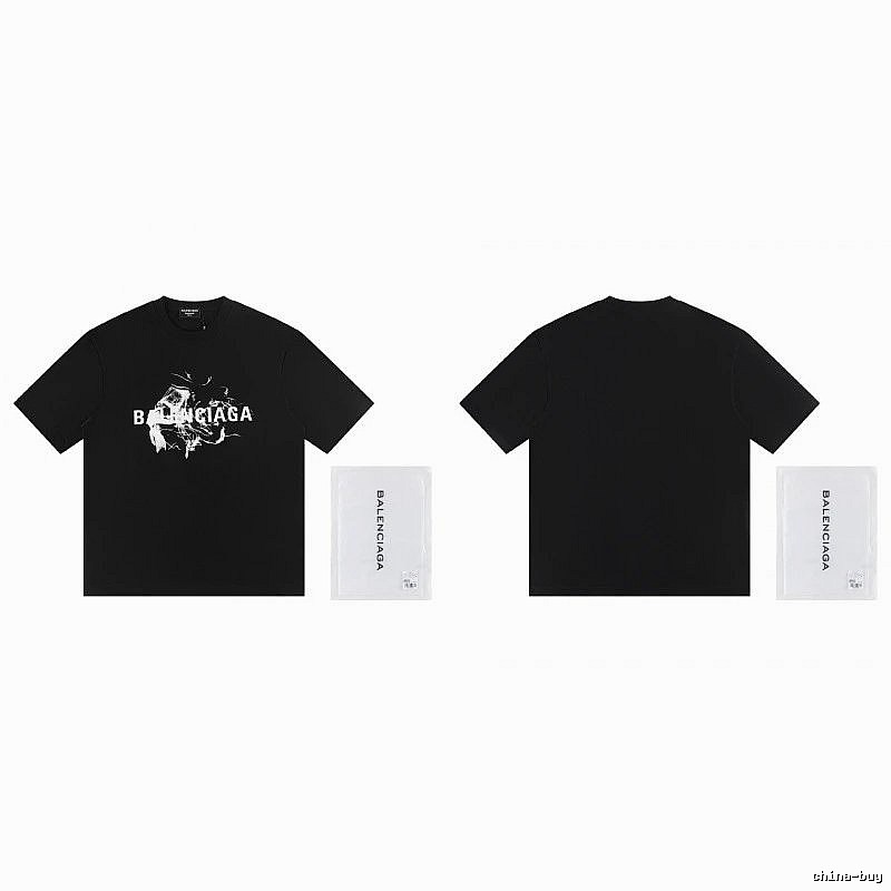 Balenciaga Distressed Print Cool Trendy Black T-Shirt
