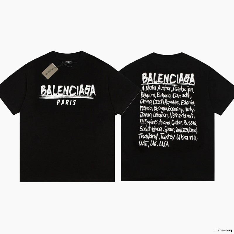 Balenciaga Graffiti Street Style Black Short Sleeve T-shirt