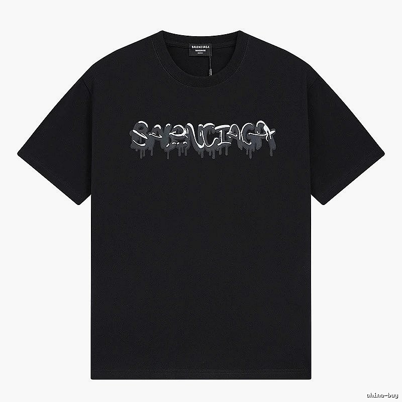 Balenciaga Graffiti Street Style Black Short Sleeve T-shirt