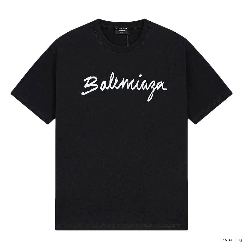 Balenciaga Handwritten Trendy Style Black T-shirt
