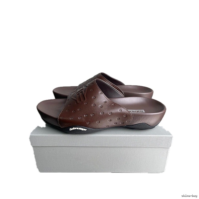 Balenciaga Monogram Trendy Dark Brown Slides