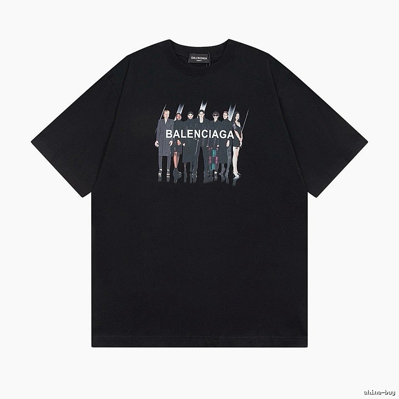 Balenciaga Portrait Print Trendy Black T-Shirt
