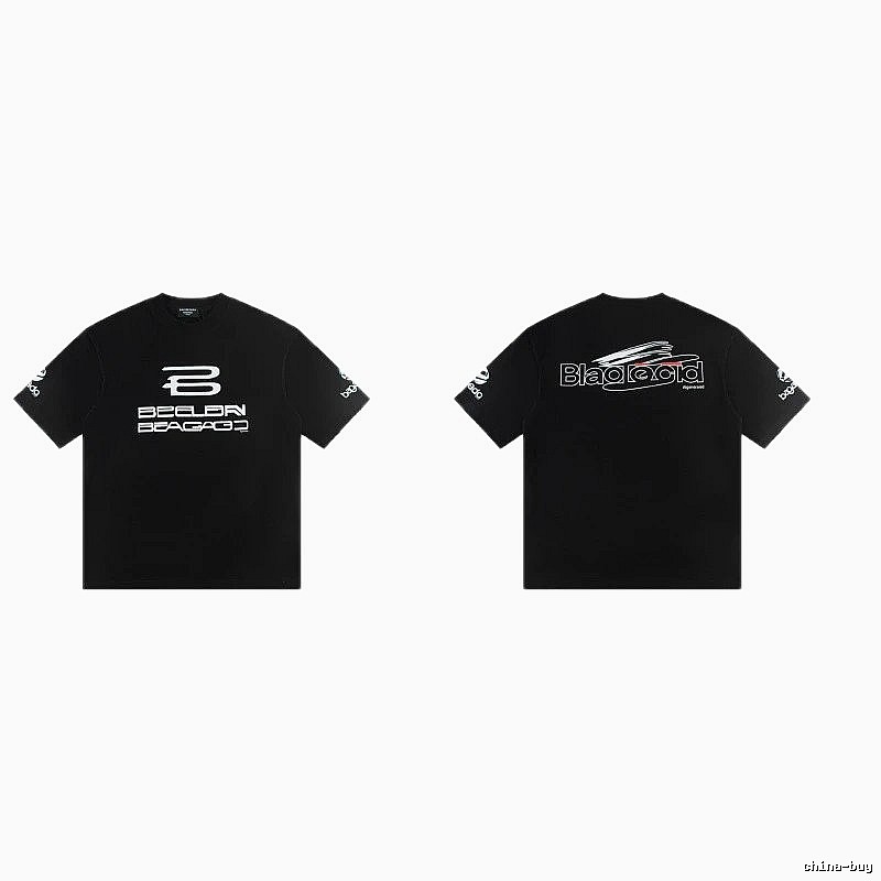 Balenciaga Printed Street Style Black T-shirt