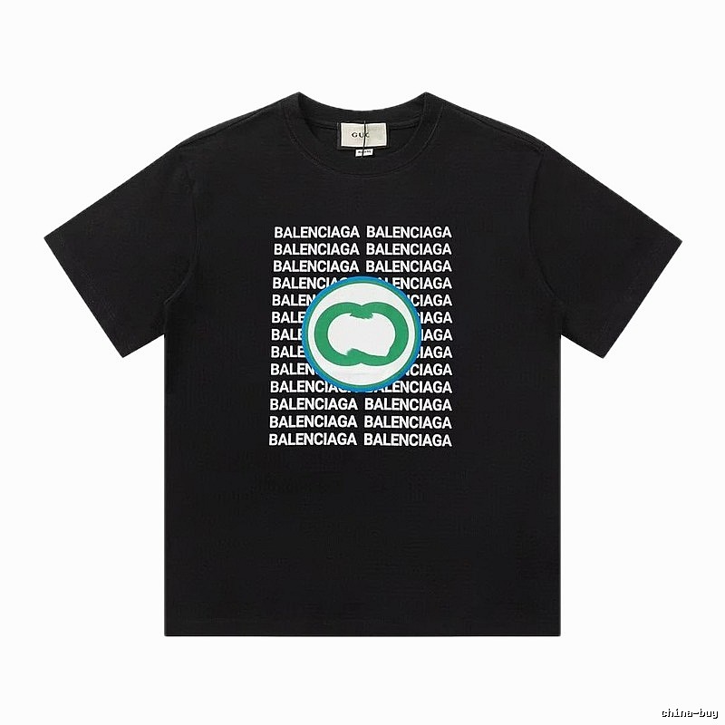 Balenciaga Trendy All-over Print Black Short-sleeve T-shirt