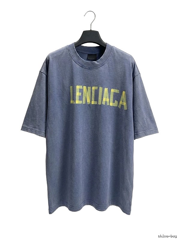 Balenciaga's alphabetic style blue T-shirt.