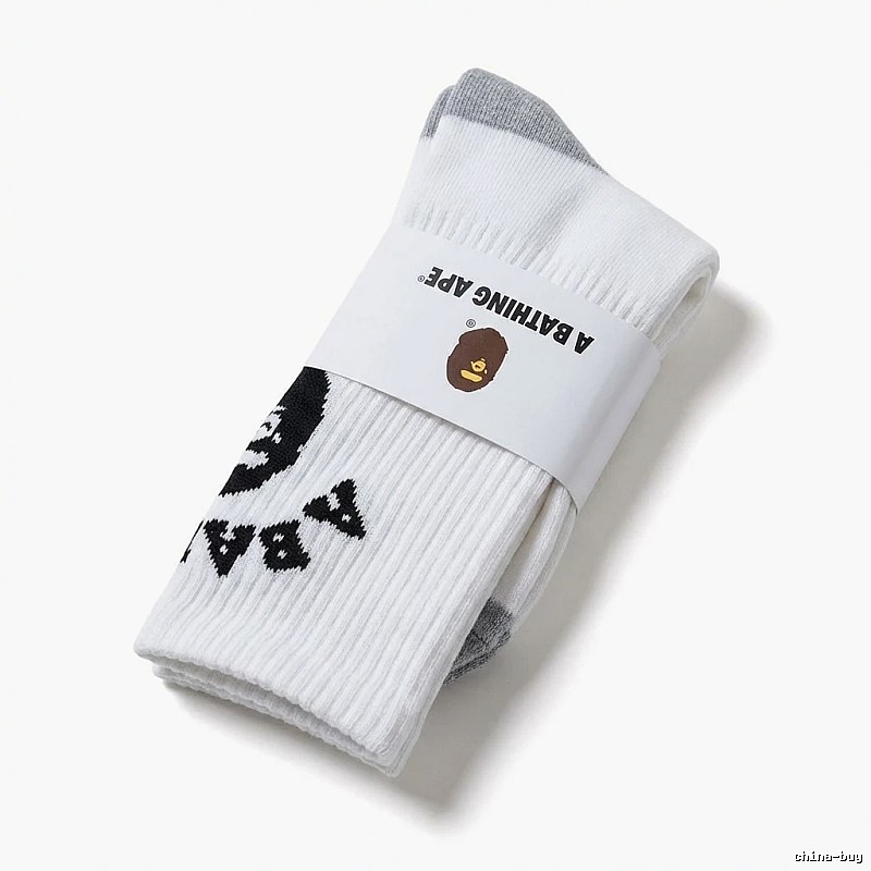 Bape Ape Man trendy brand white socks