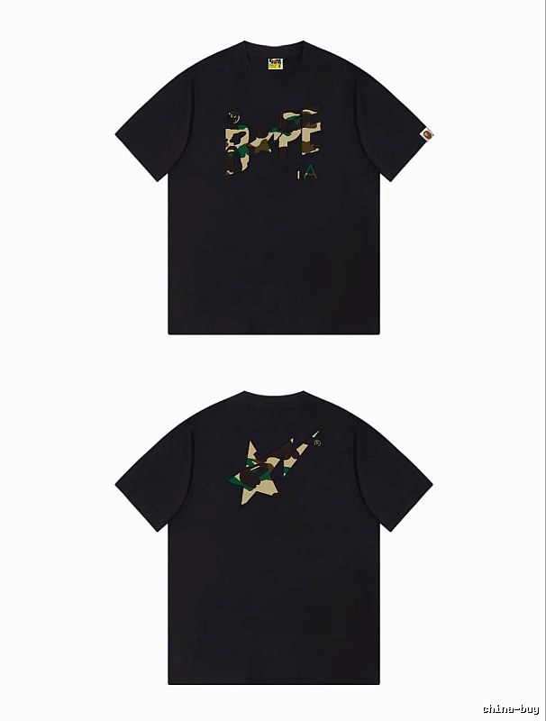 Bape camouflage style black T-shirt