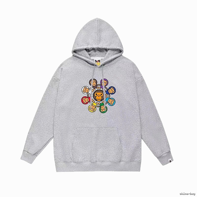 Bape Cartoon Print Grey Hoodie