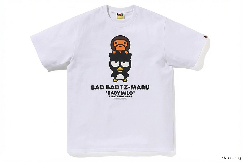 Bape cartoon - printed white T - shirt