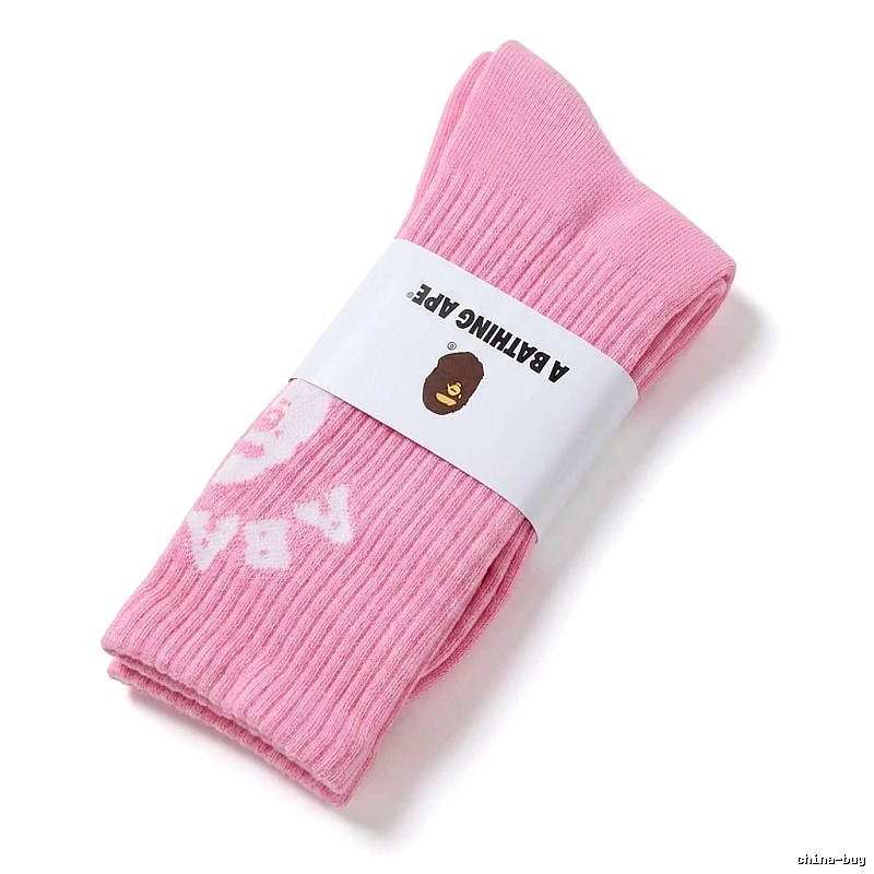 Bape minimalist style pink socks